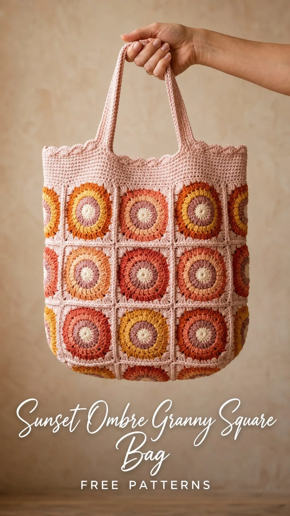 Sunset Ombre Granny Square Bag Free Crochet Pattern