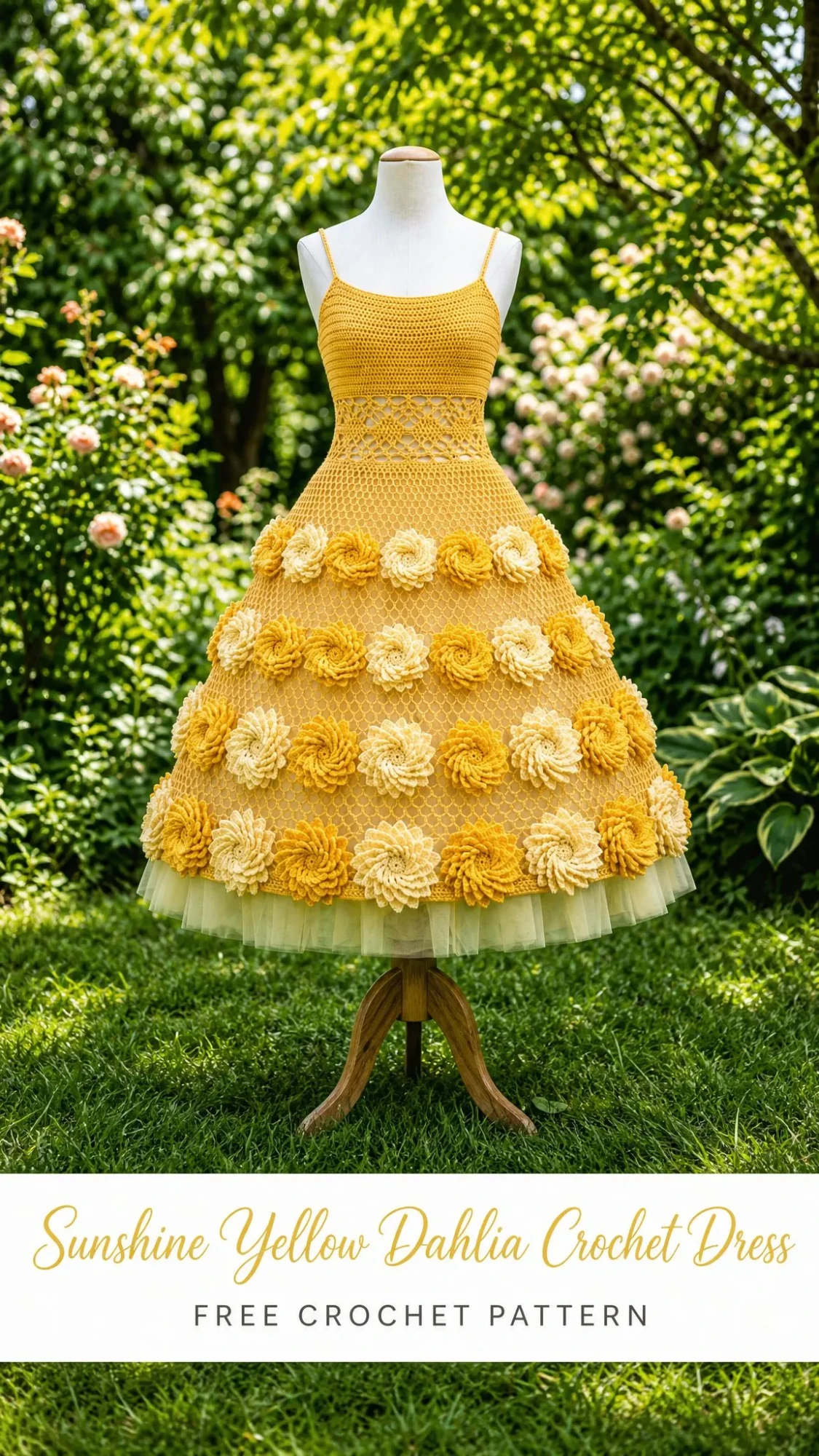 Sunshine Yellow Dahlia Crochet Dress Free Crochet Pattern