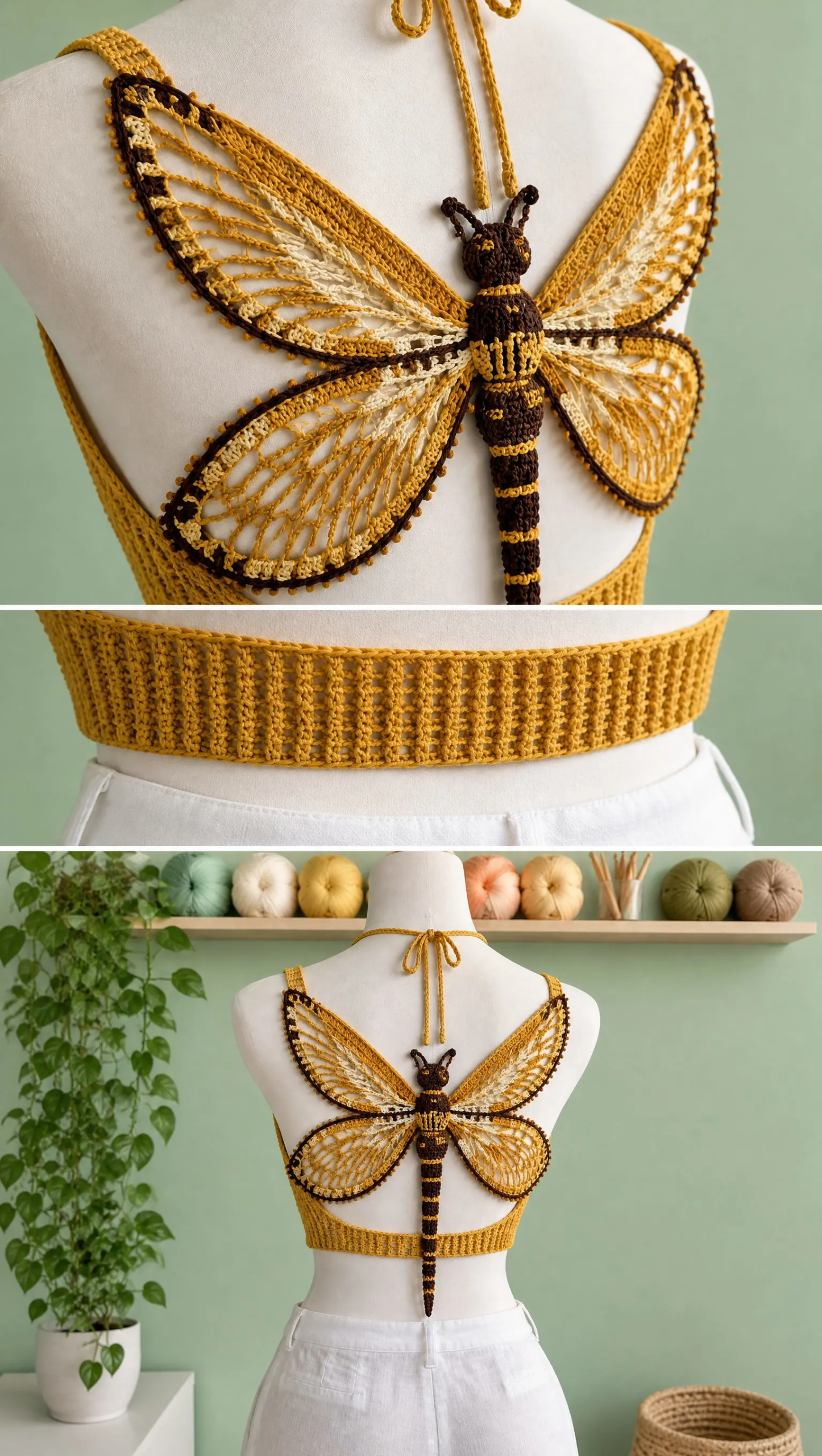 Amber Dragonfly Open-Back Top Crochet Pattern