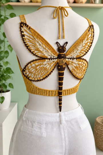Amber Dragonfly Open-Back Top Crochet Pattern