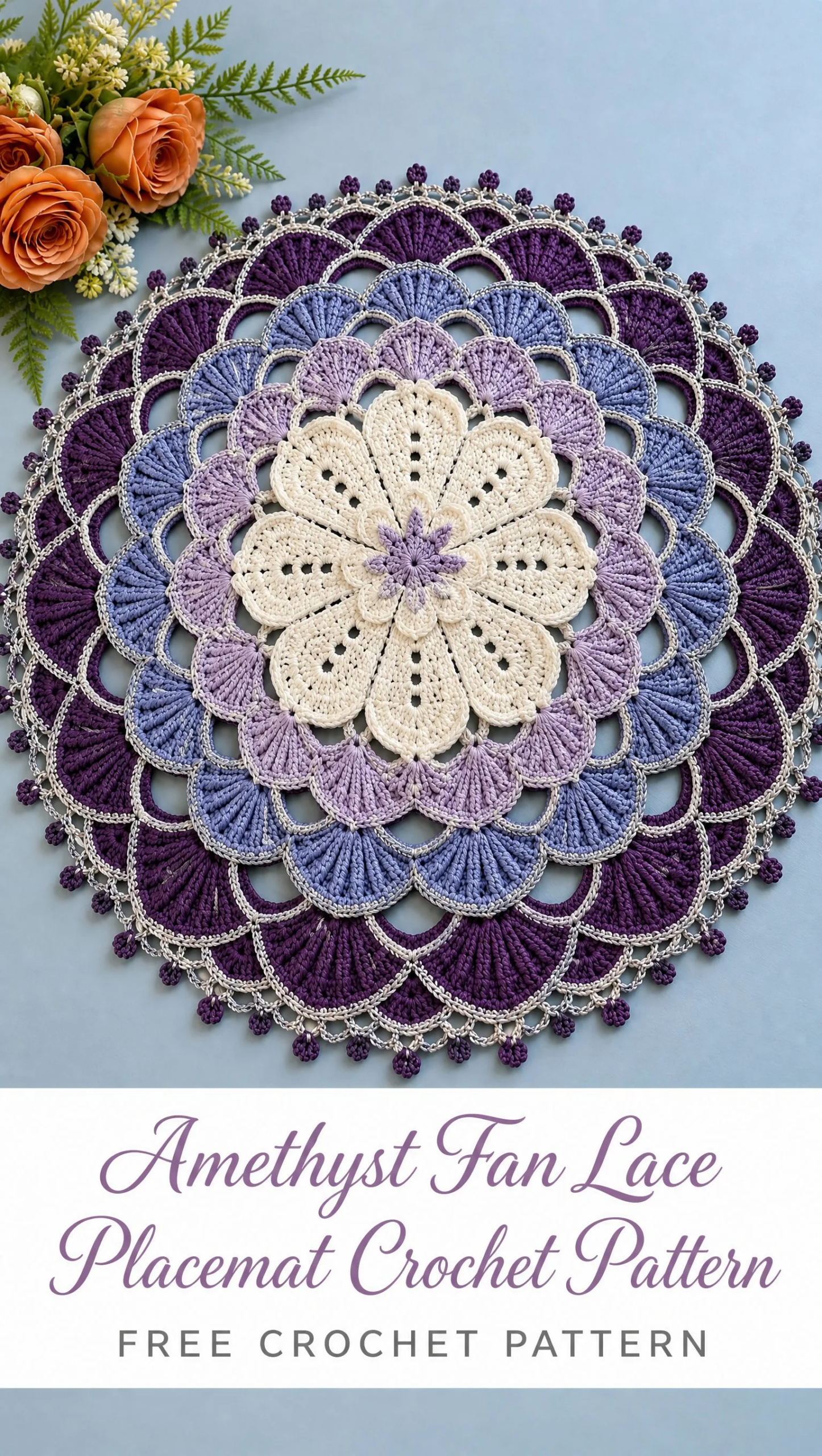 Amethyst Fan Lace Placemat Crochet Pattern