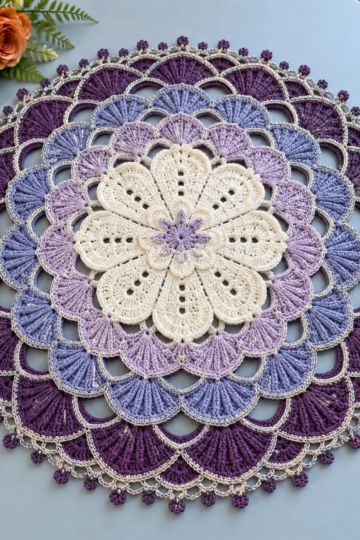 Amethyst Fan Lace Placemat Crochet Pattern