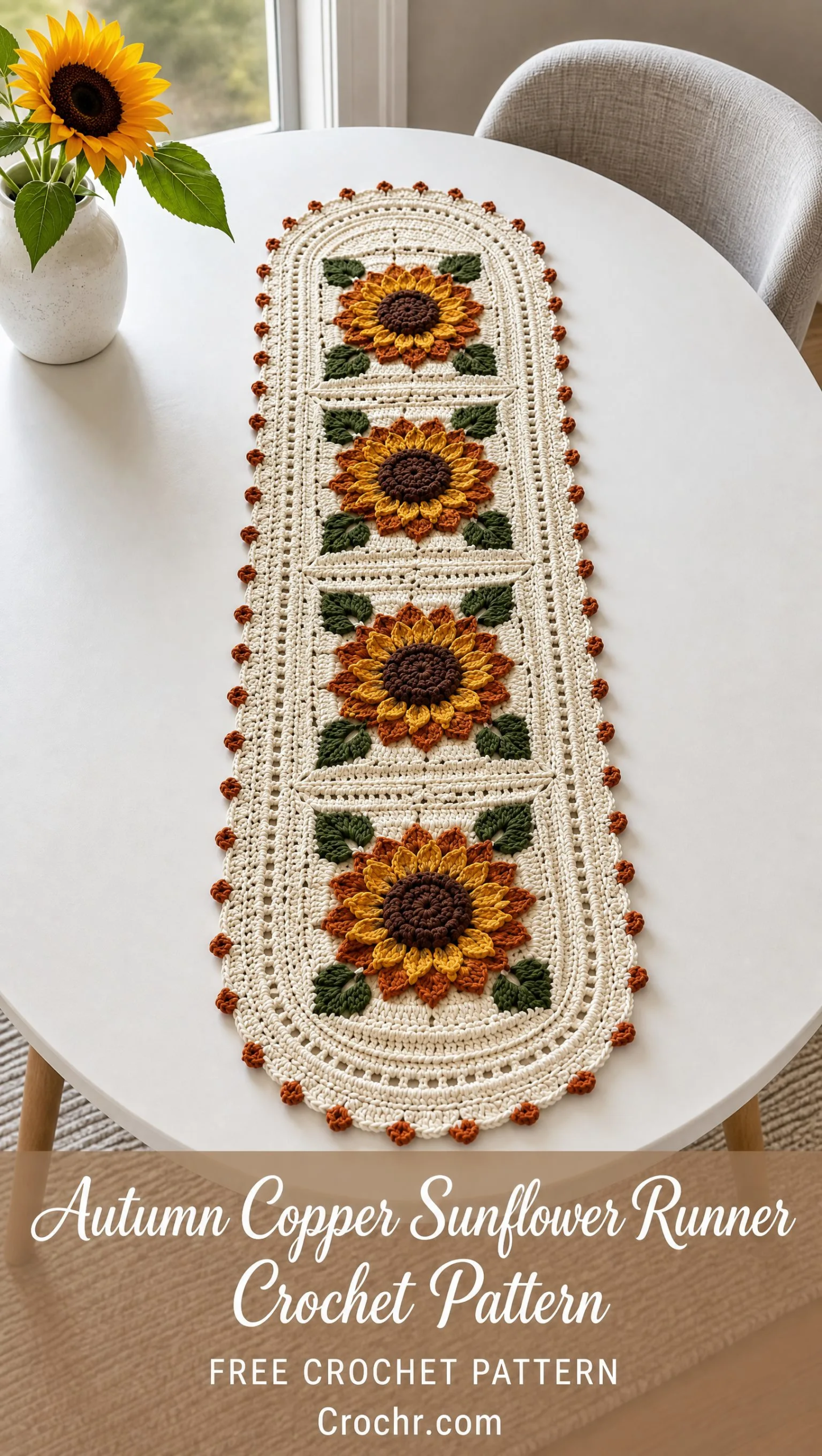 Autumn Copper Sunflower Runner Crochet Pattern