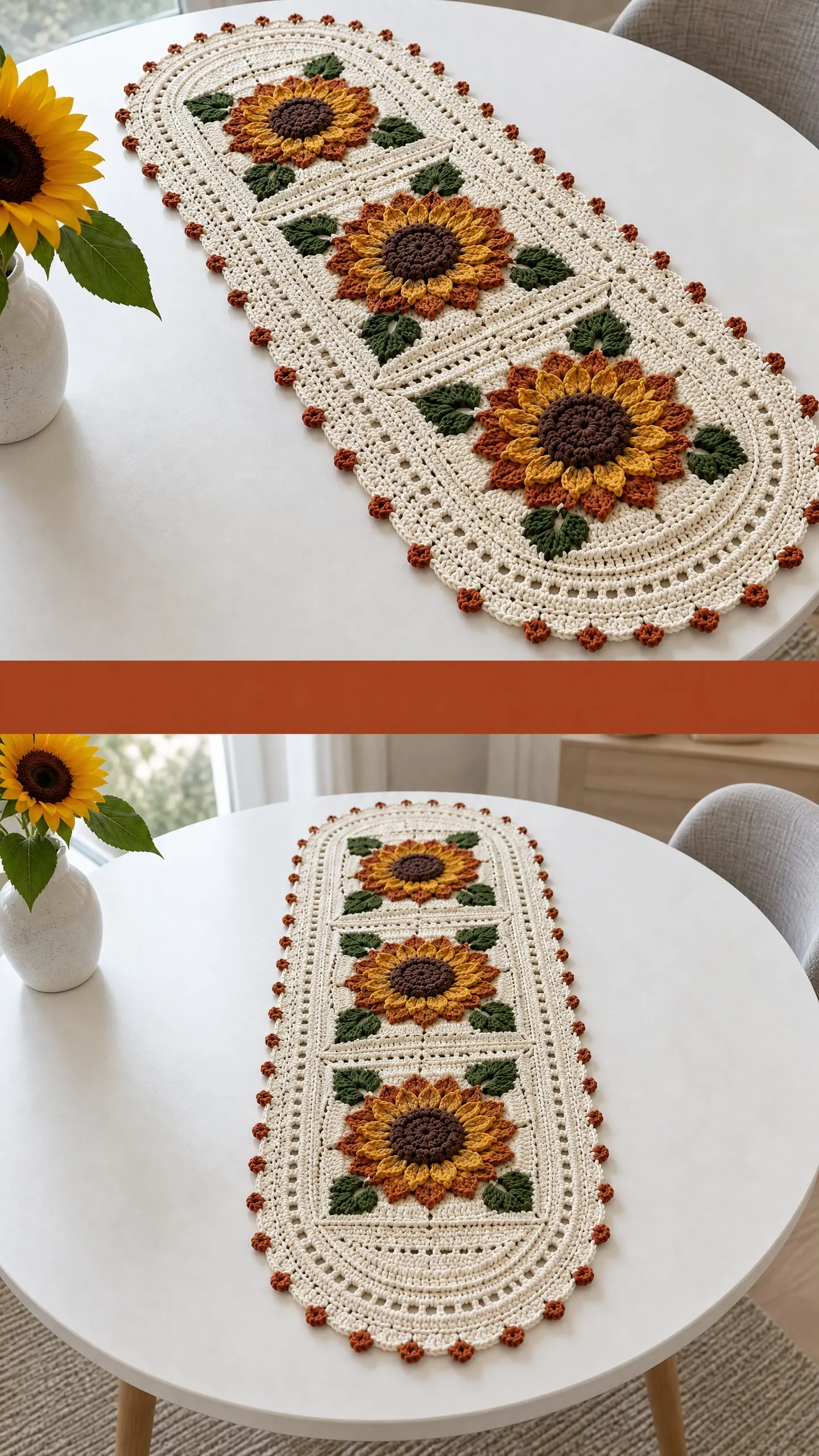 Autumn Copper Sunflower Runner Crochet Pattern