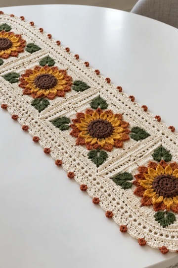 Autumn Copper Sunflower Runner Crochet Pattern