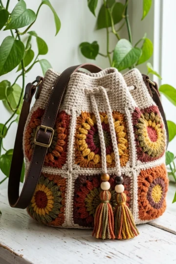 Autumn Harvest Granny Square Bag Free Crochet Pattern