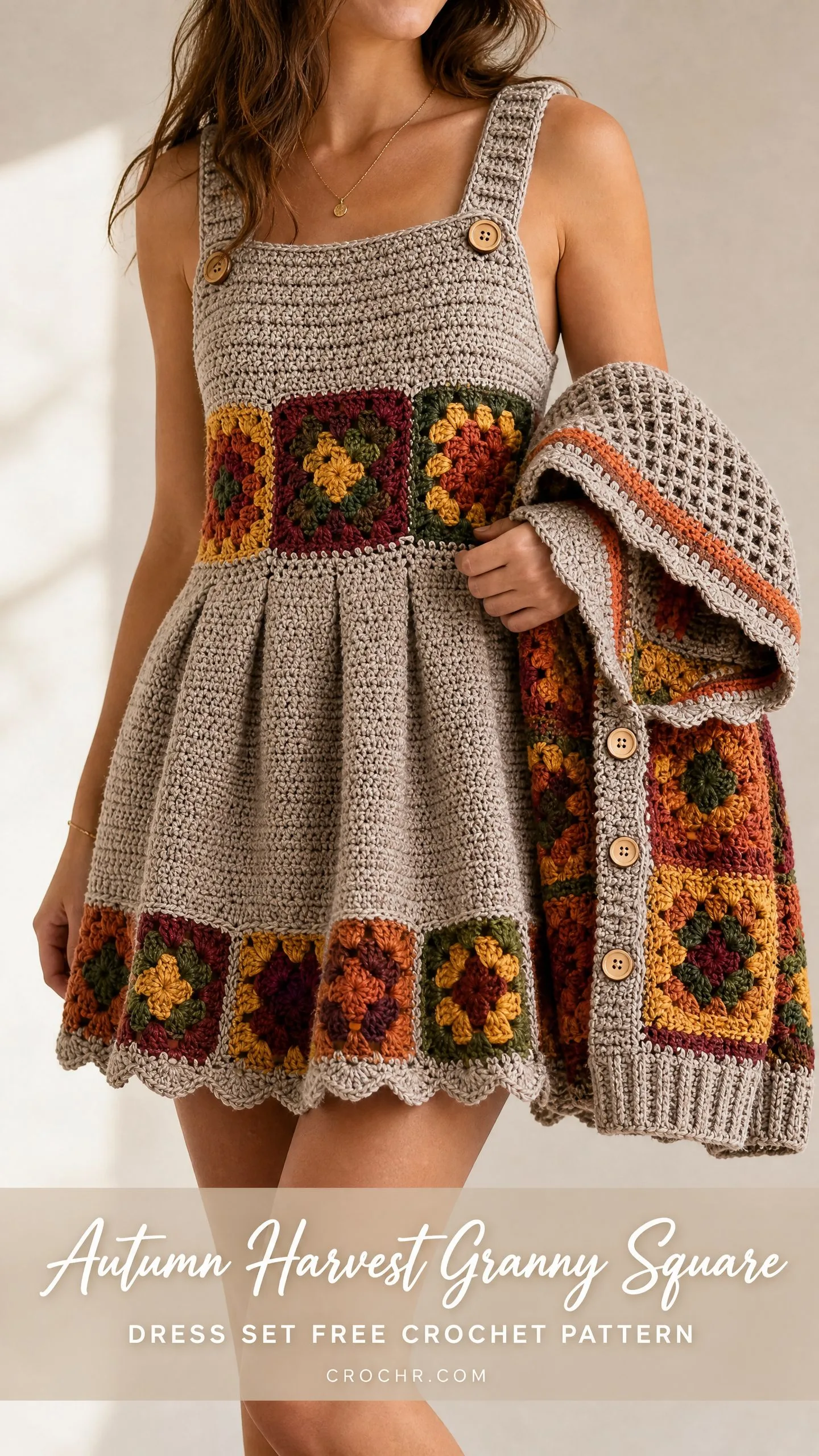 Autumn Harvest Granny Square Dress Set Free Crochet Pattern