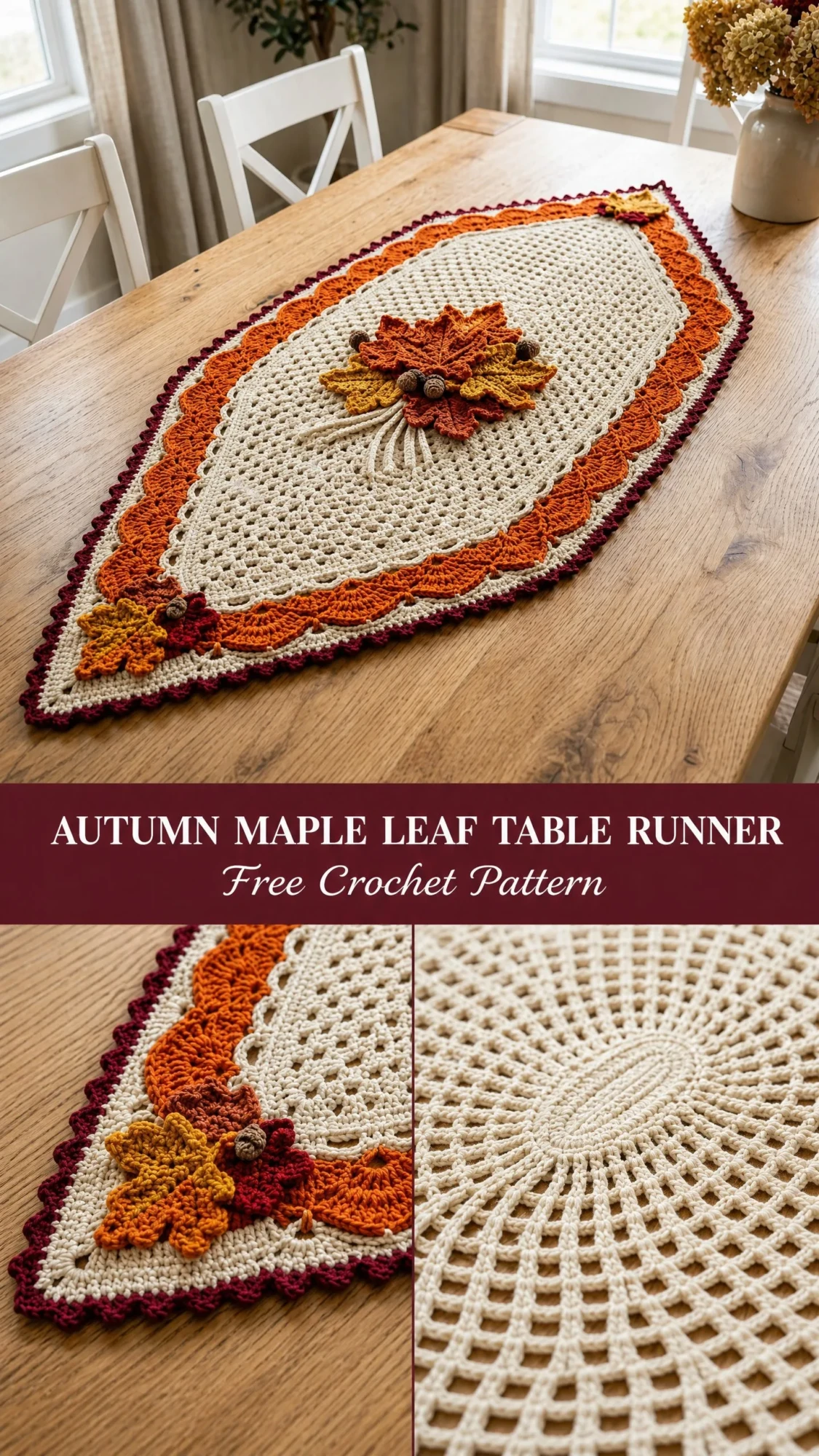 Autumn Maple Leaf Table Runner Free Crochet Pattern