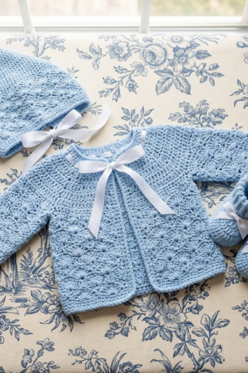 Baby Blue Heirloom Layette Free Crochet Pattern
