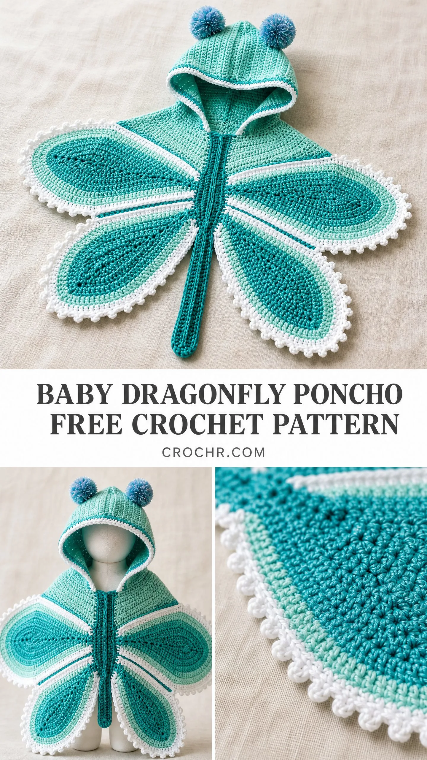 Baby Dragonfly Poncho Free Crochet Pattern