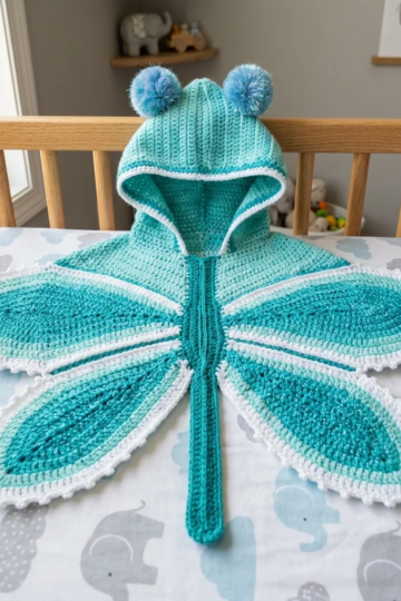 Baby Dragonfly Poncho Free Crochet Pattern