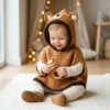 Bear Ears Hooded Baby Poncho Free Crochet Pattern