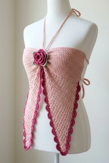 Berry Blush Butterfly Halter Top Free Crochet Pattern