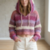 Berry Sorbet Mesh Cropped Hoodie Free Crochet Pattern