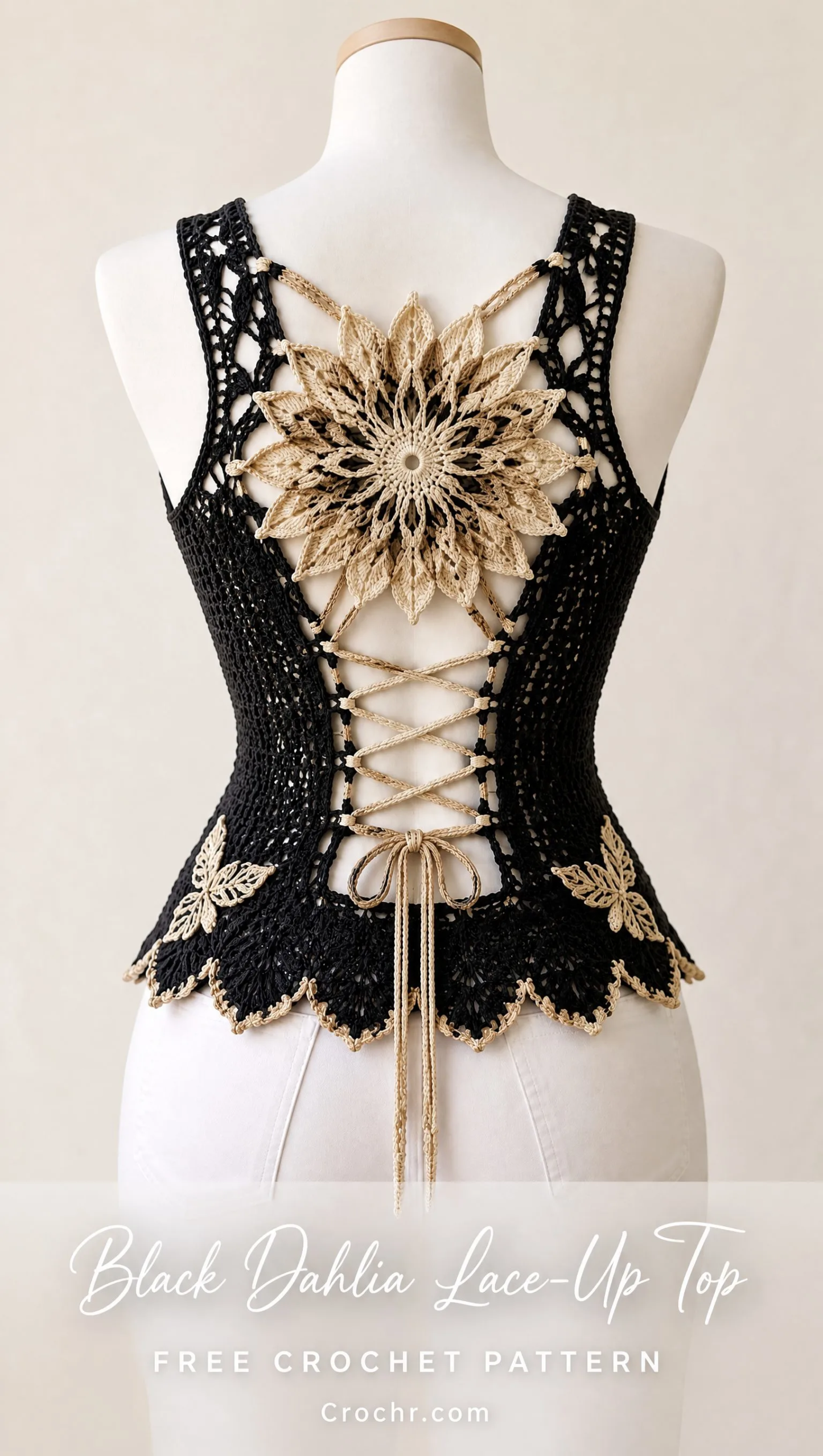 Black Dahlia Lace-Up Top Crochet Pattern