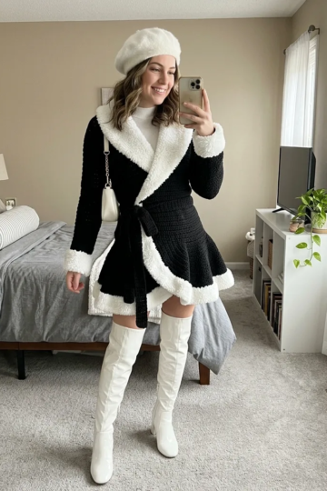Black and White Shearling Crochet Cardigan Free Pattern