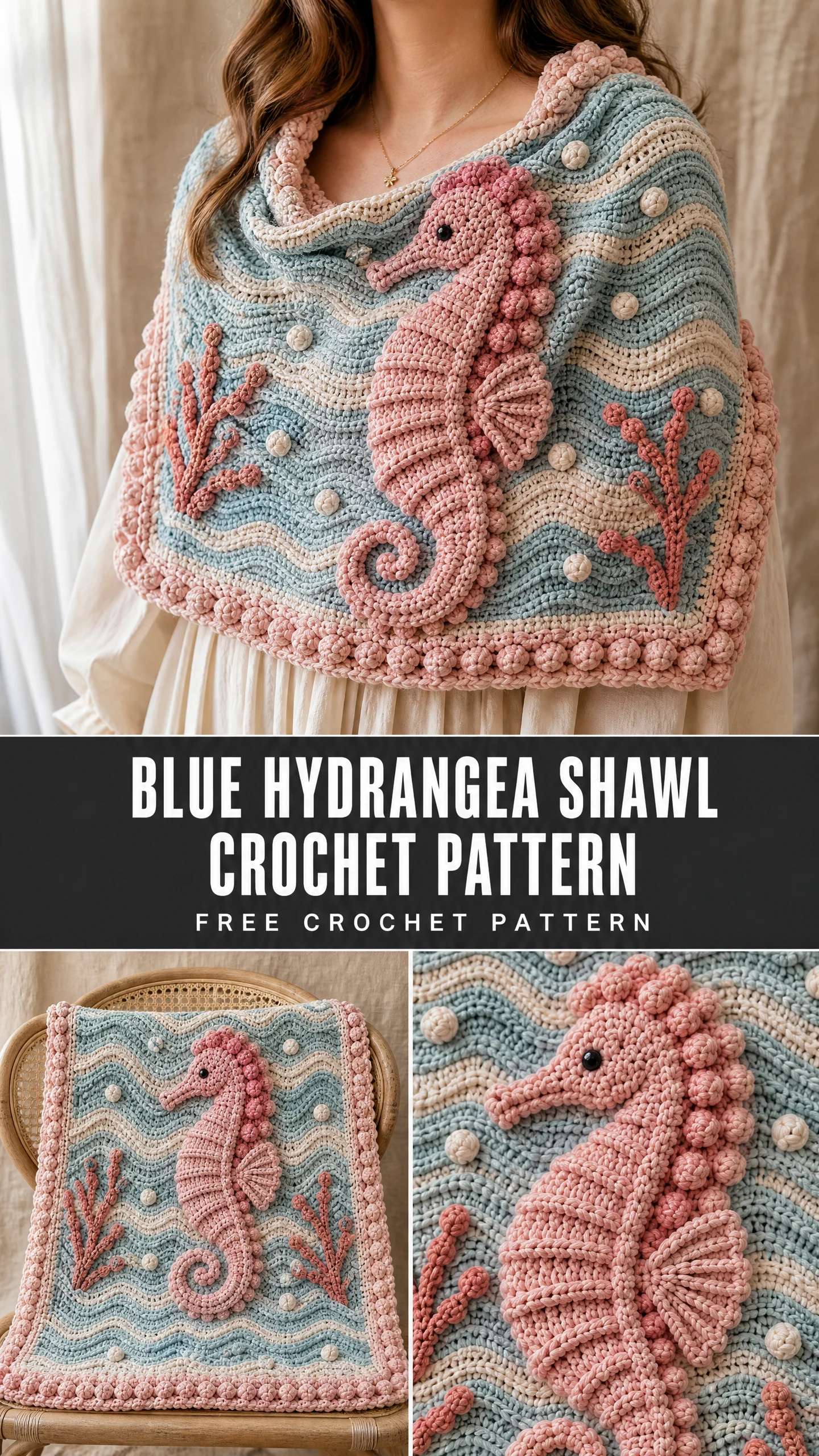 Blue Hydrangea Shawl Crochet Pattern