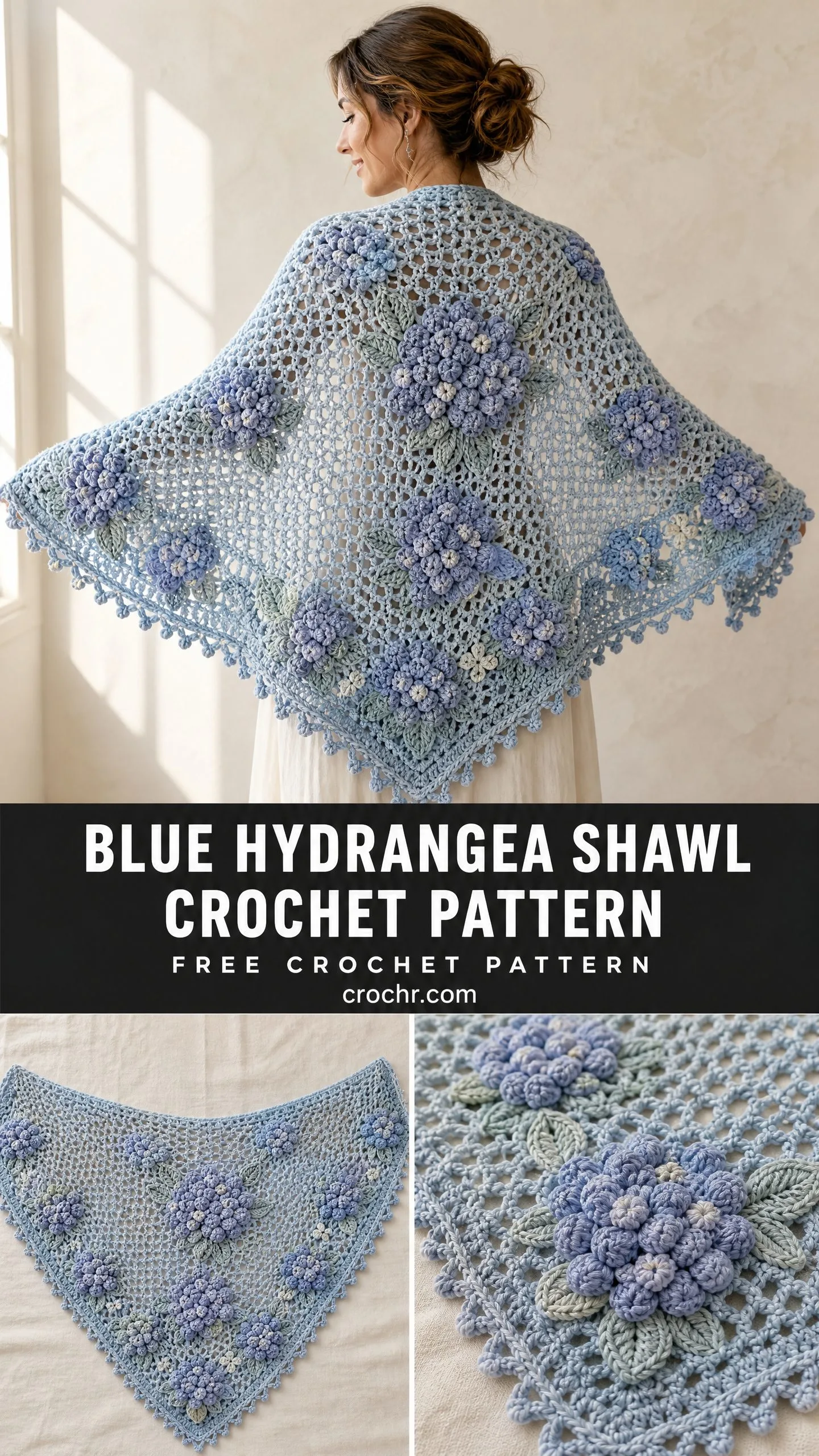 Blue Hydrangea Shawl Crochet Pattern