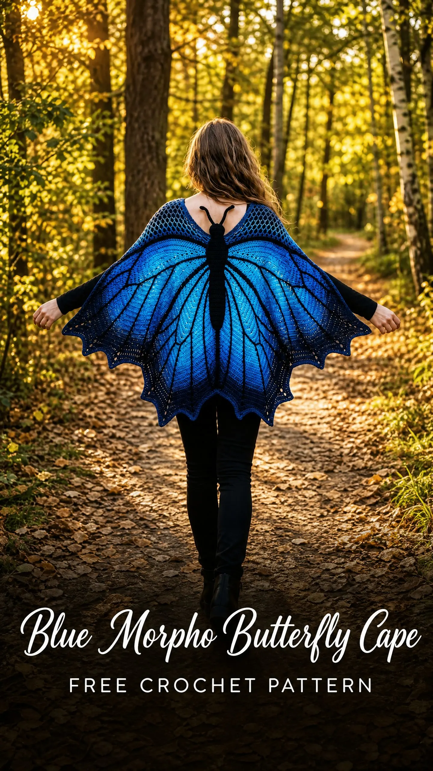Blue Morpho Butterfly Cape Free Crochet Pattern