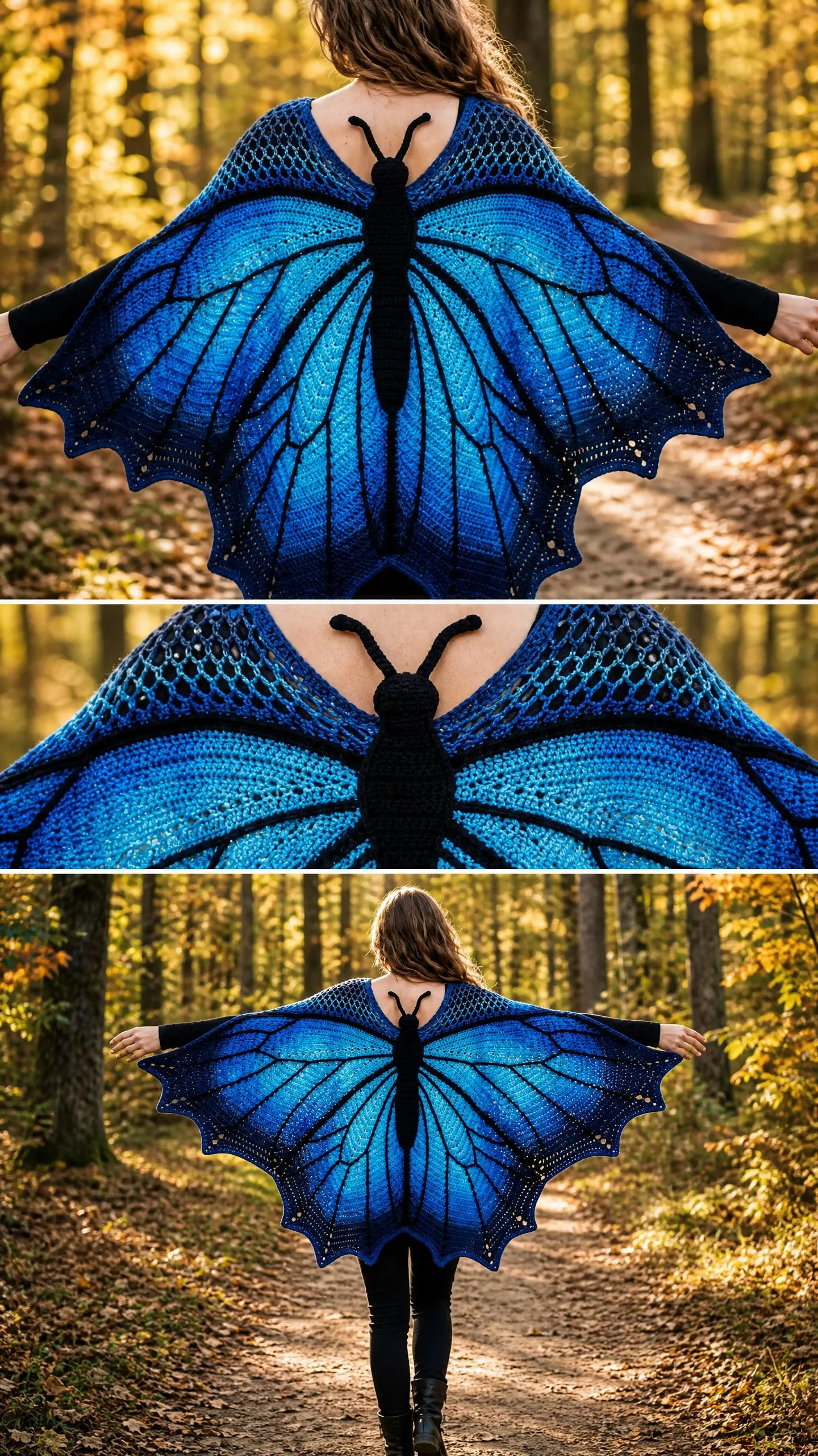 Blue Morpho Butterfly Cape Free Crochet Pattern