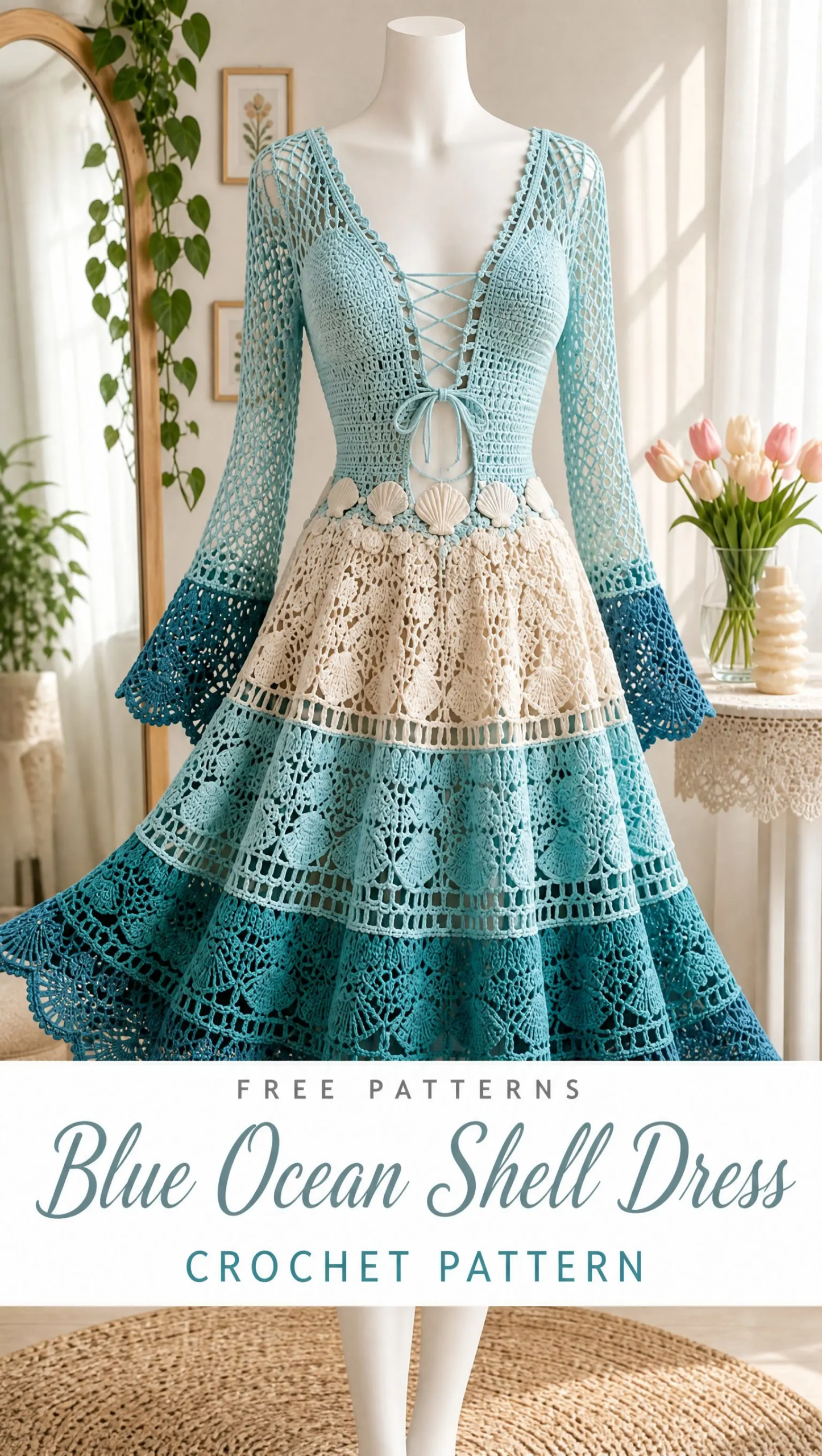 Blue Ocean Shell Dress Crochet Pattern