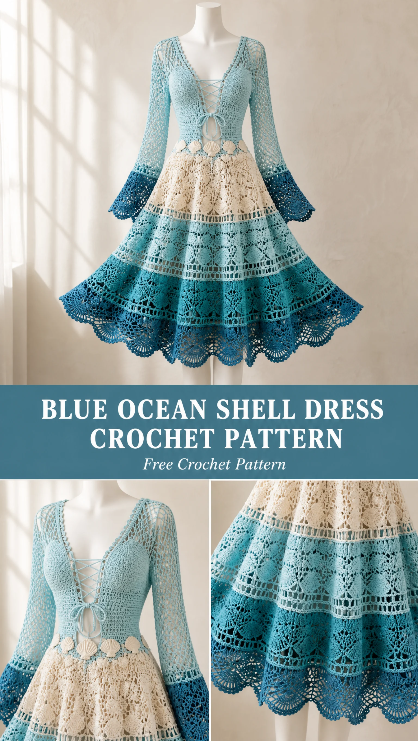 Blue Ocean Shell Dress Crochet Pattern