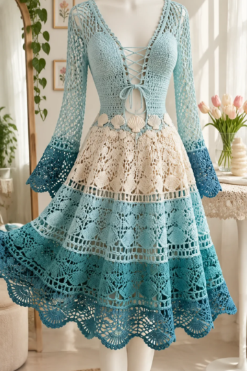 Blue Ocean Shell Dress Crochet Pattern