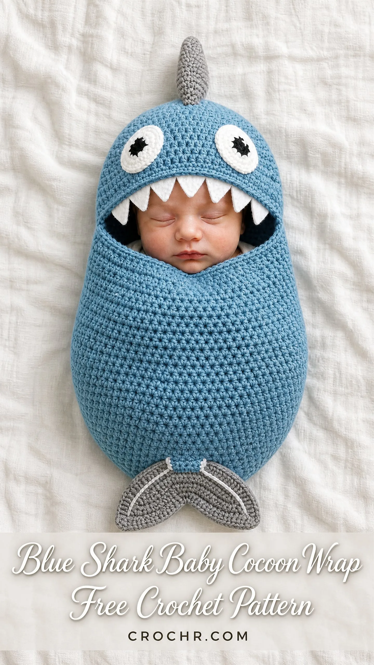 Blue Shark Baby Cocoon Wrap Free Crochet Pattern