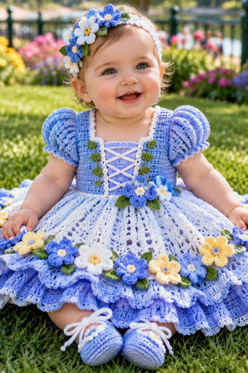 Bluebell Baby Flower Dress Crochet Pattern