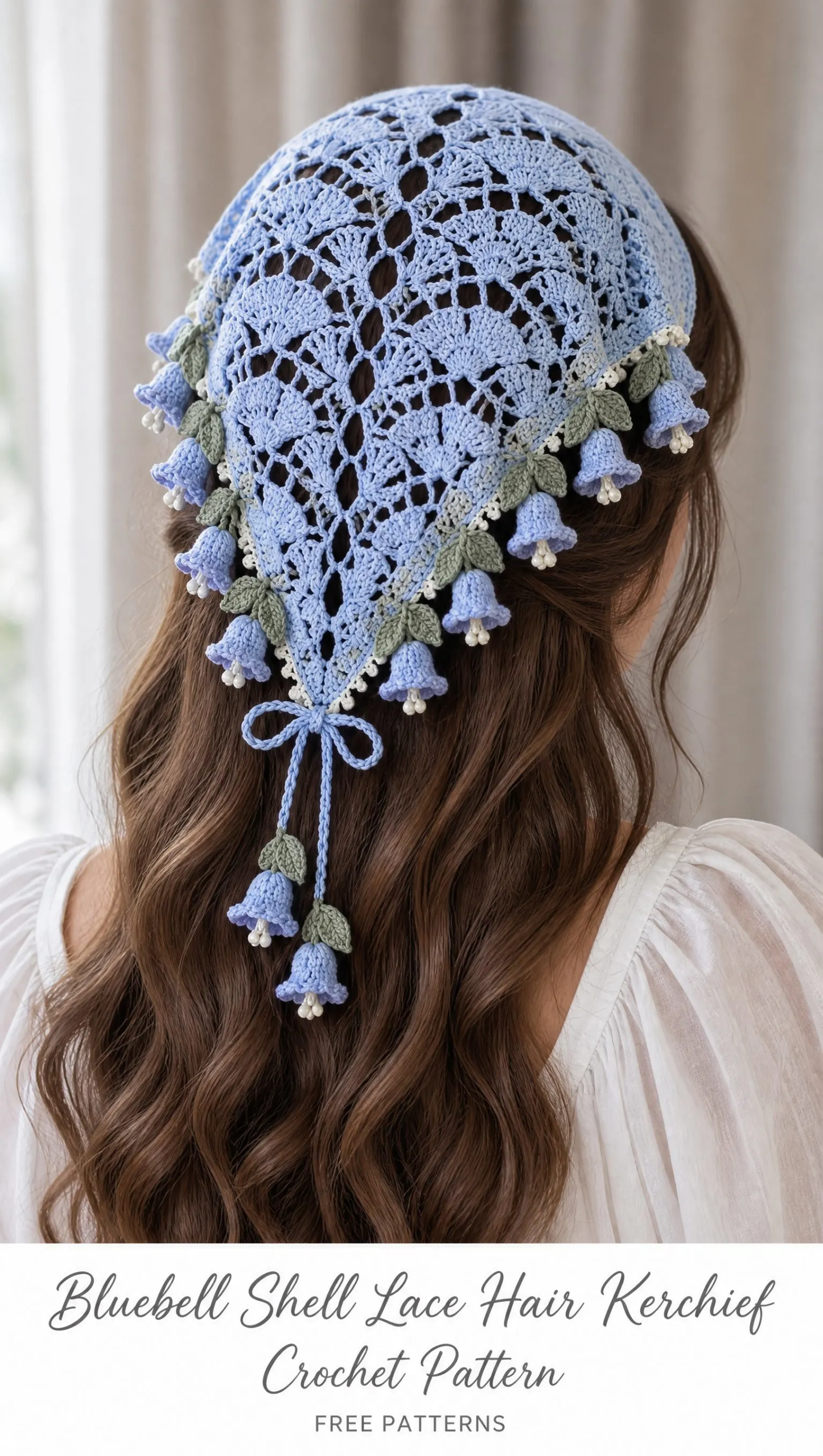 Bluebell Shell Lace Hair Kerchief Crochet Pattern