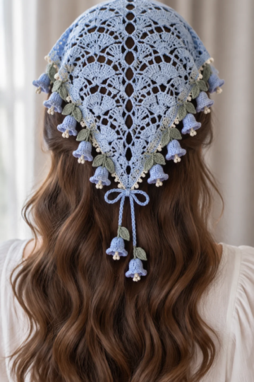 Bluebell Shell Lace Hair Kerchief Crochet Pattern