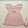 Blush Pink Lacy Baby Dress Free Crochet Pattern