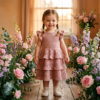 Blush Pink Tiered Ruffle Dress Free Crochet Pattern