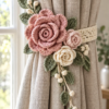 Blush Rose Curtain Tieback Crochet Pattern