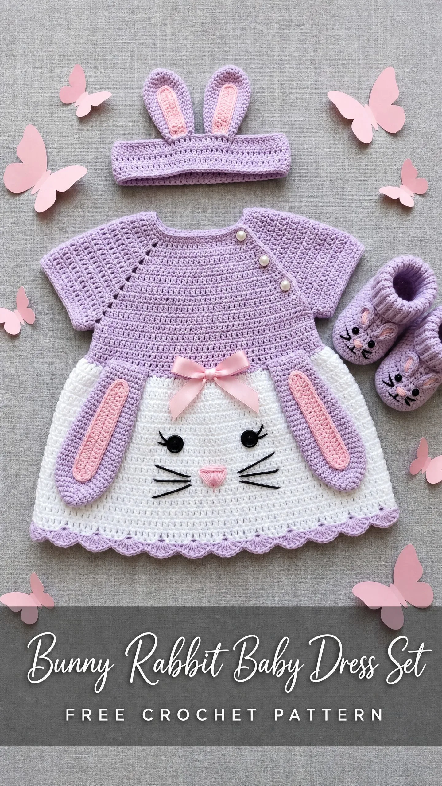 Bunny Rabbit Baby Dress Set Free Crochet Pattern