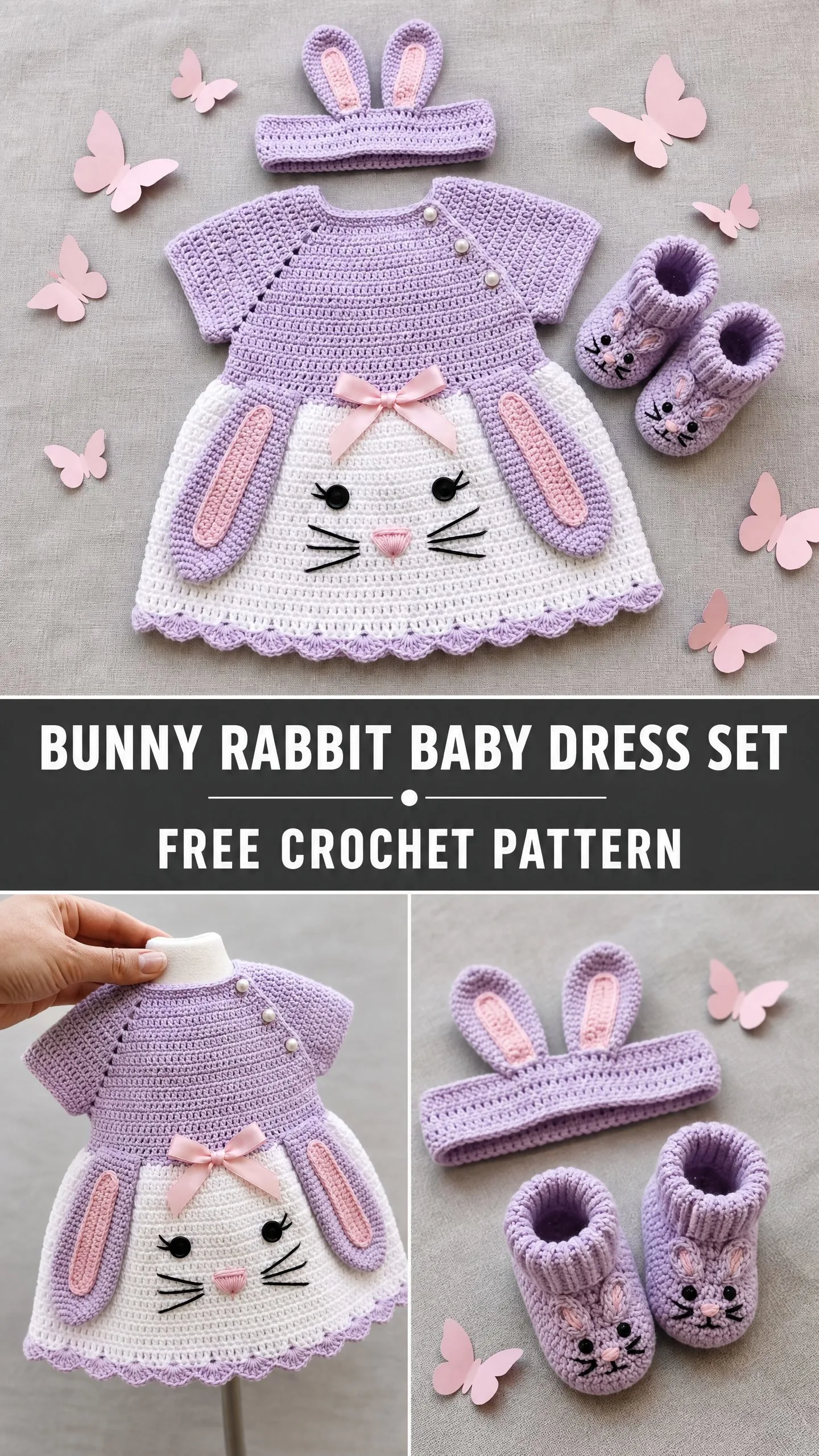Bunny Rabbit Baby Dress Set Free Crochet Pattern