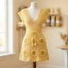 Butter Yellow Lace Mini Dress Free Crochet Pattern