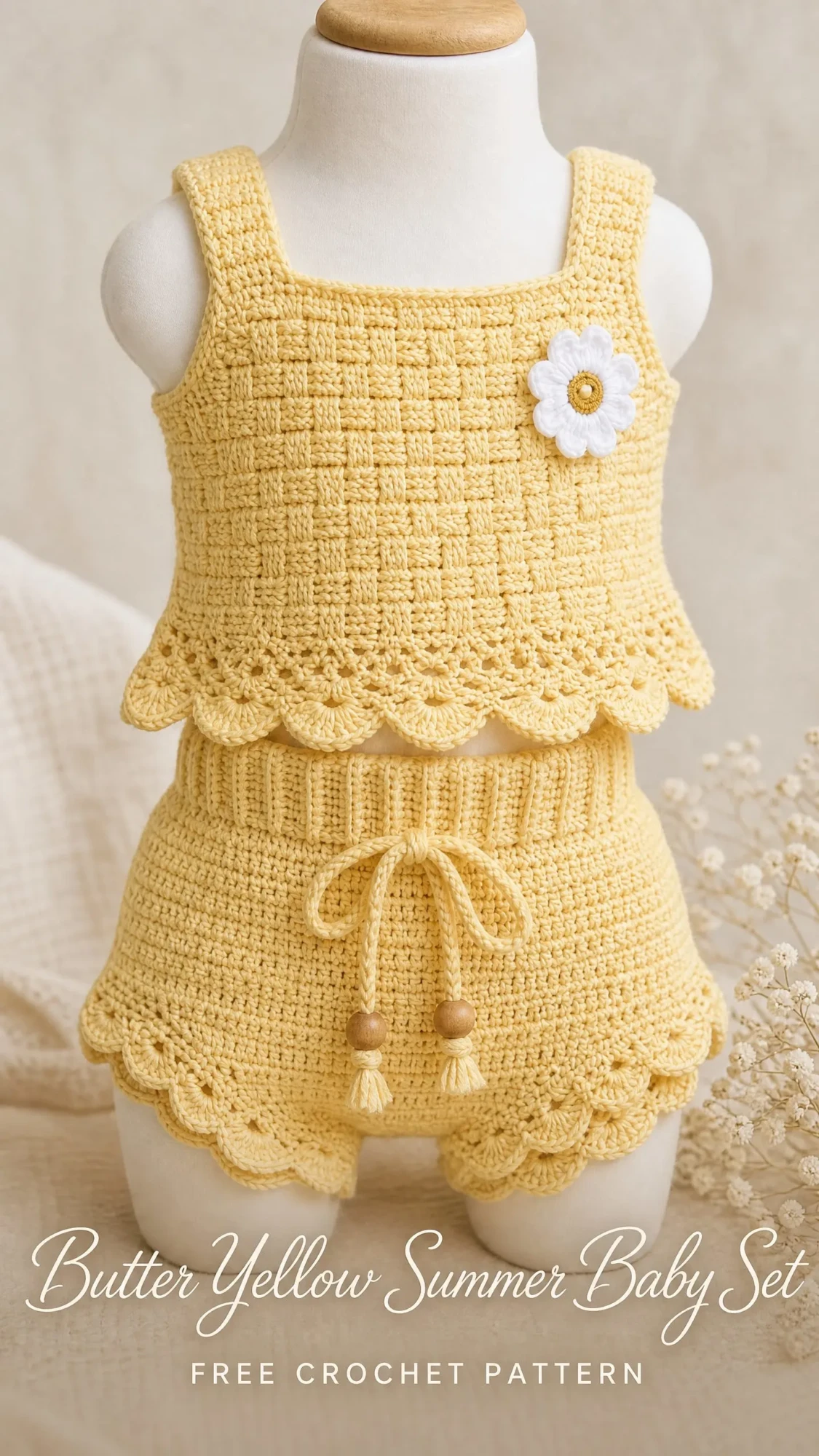 Butter Yellow Summer Baby Set Free Crochet Pattern