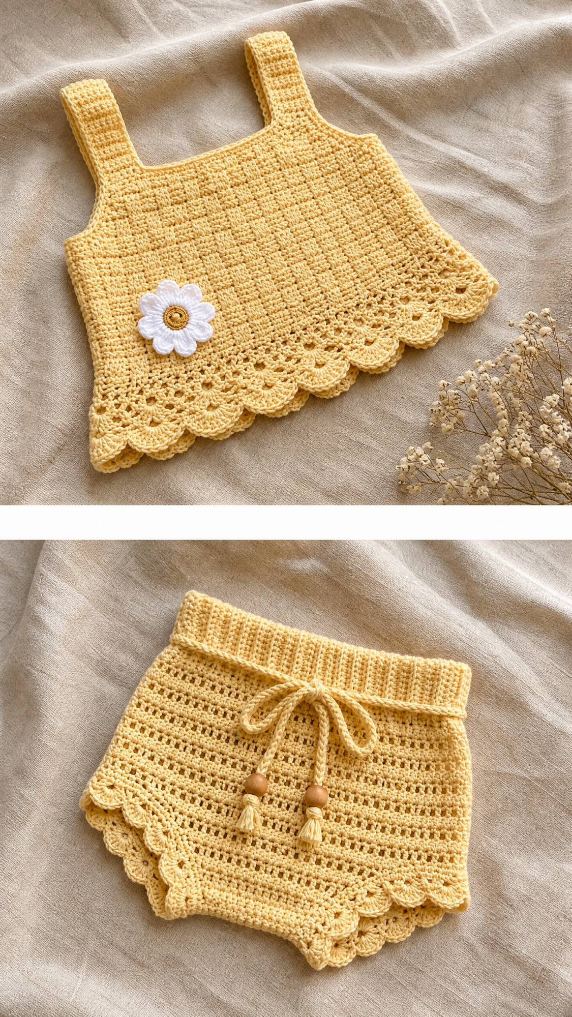Butter Yellow Summer Baby Set Free Crochet Pattern