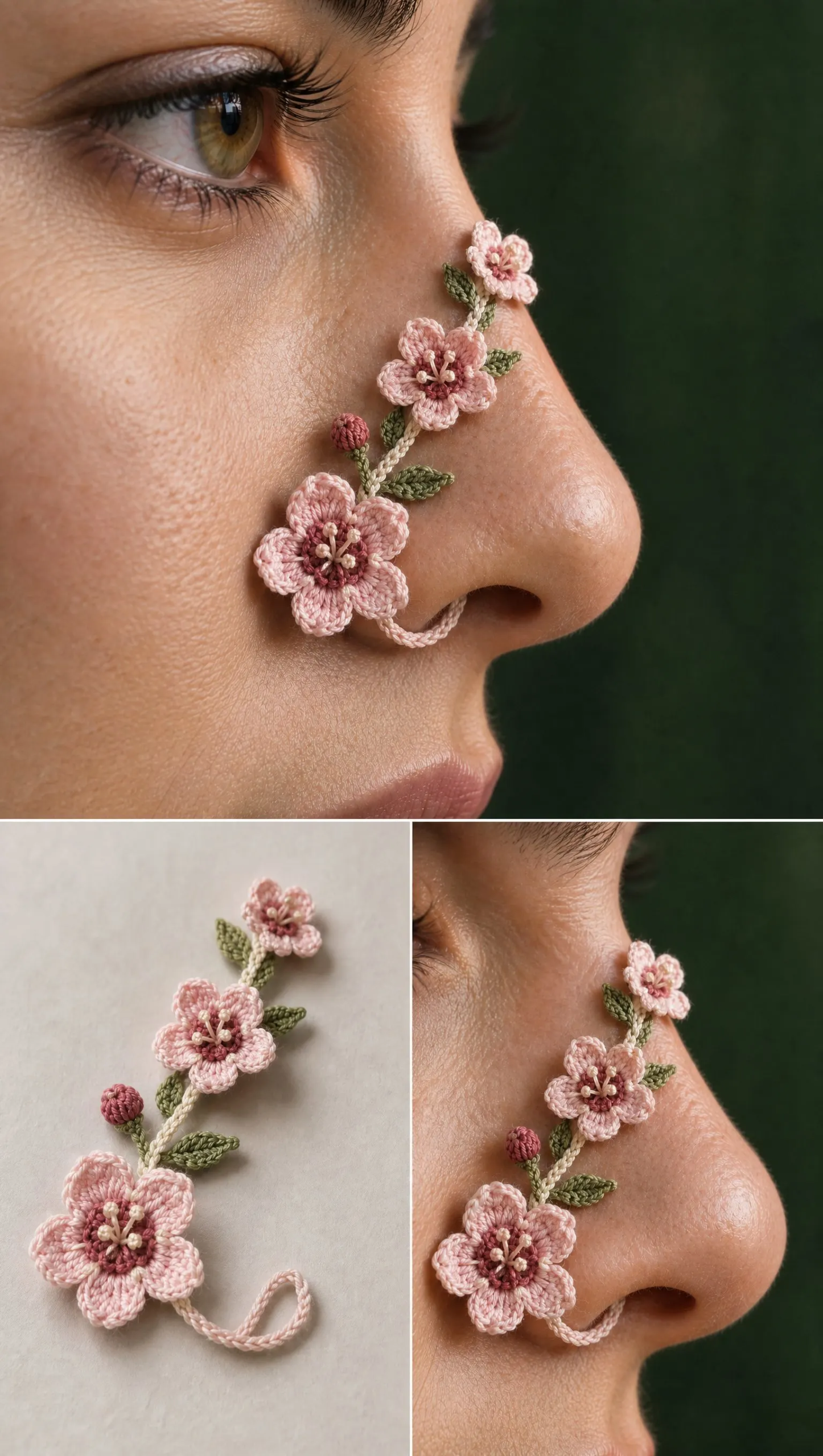Cherry Blossom Nose Cuff Crochet Pattern