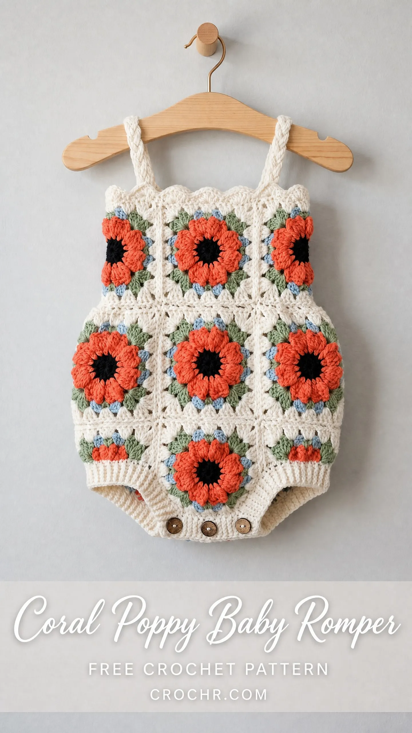 Coral Poppy Baby Romper Free Crochet Pattern