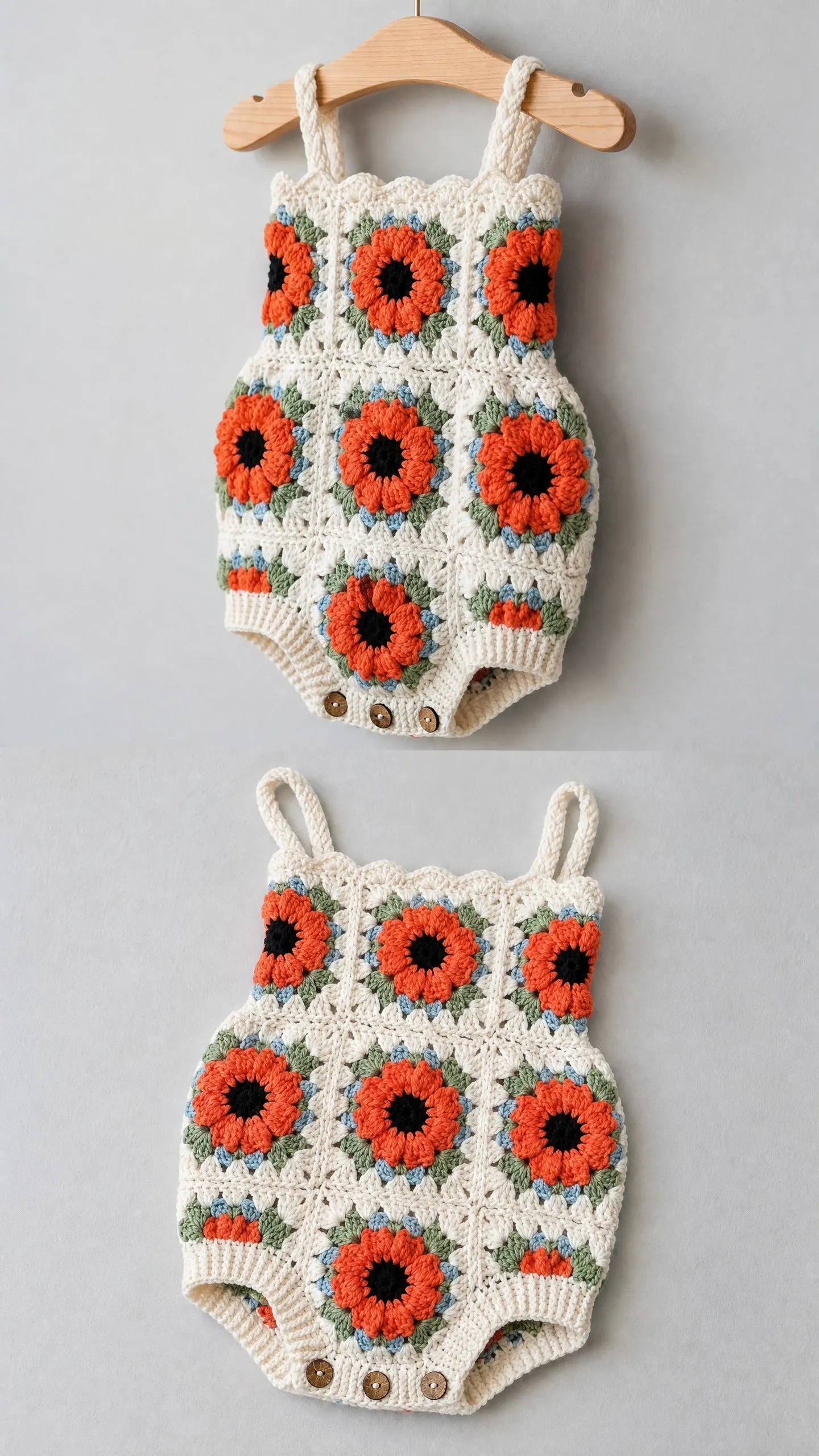 Coral Poppy Baby Romper Free Crochet Pattern