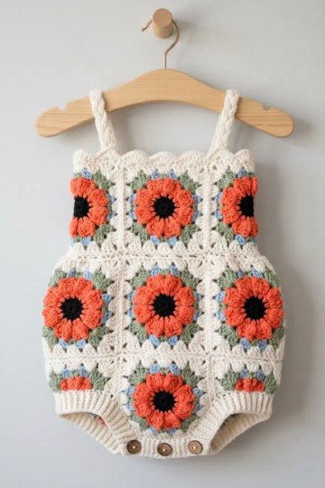 Coral Poppy Baby Romper Free Crochet Pattern