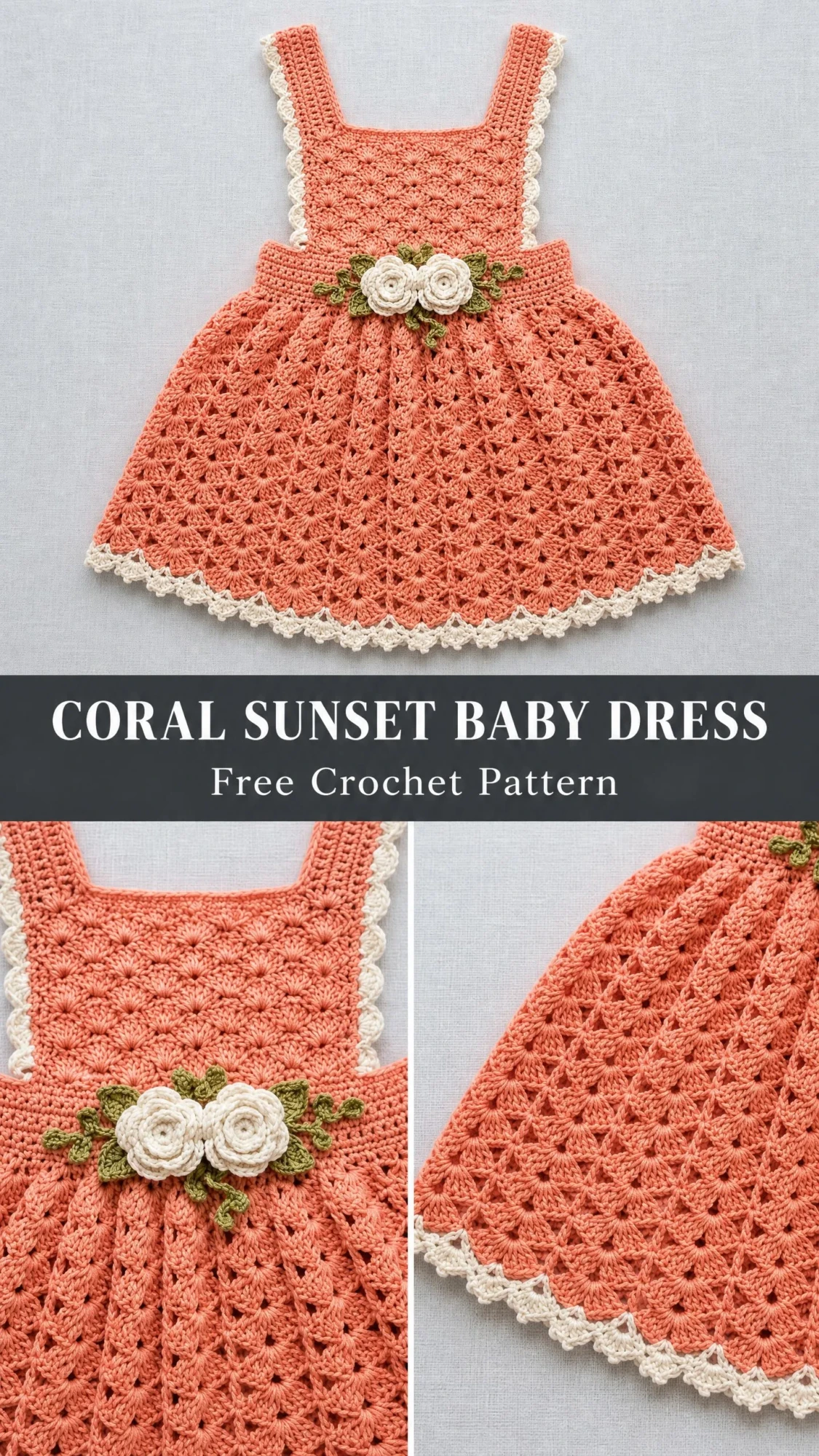 Coral Sunset Baby Dress Free Crochet Pattern