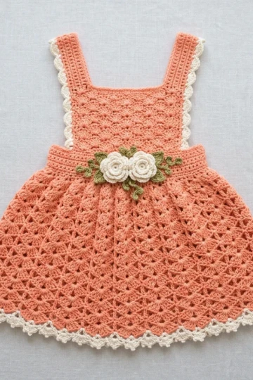Coral Sunset Baby Dress Free Crochet Pattern