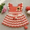 Coral and Cream Summer Baby Dress Free Crochet Pattern