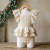 Cream Lace Ruffle Baby Romper Free Crochet Pattern