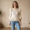 Cream Lace Victorian Peplum Cardigan Crochet Pattern