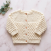 Cream Popcorn Stitch Baby Cardigan Free Crochet Pattern