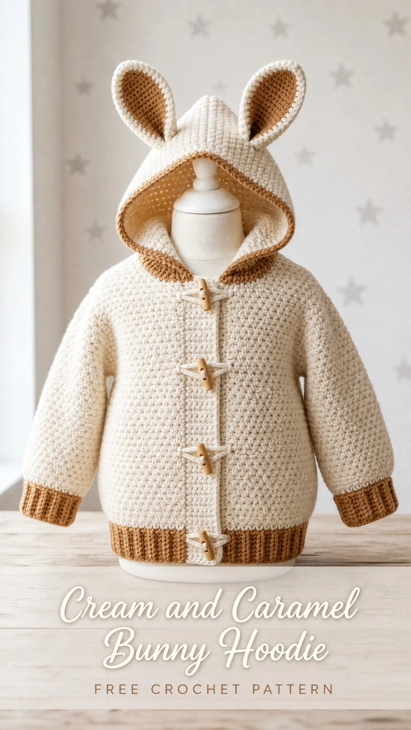 Cream and Caramel Bunny Hoodie Free Crochet Pattern